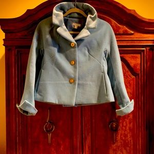 Powder blue swing winter topper